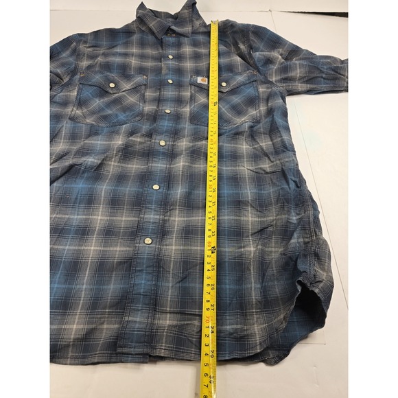 Carhartt Shirt Mens Small Pearl Snap Plaid Relaxed Fit Workwear 103319412 Work - Picture 9 of 12